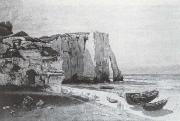Gustave Courbet Die Felsen von Etretat nach einem Gewitter oil